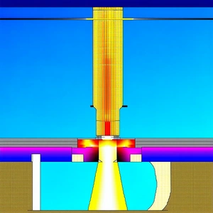A Brightly Lit Tower With A Yellow Light At The Top