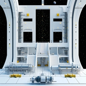 A Large White Structure With A Spiral Staircase Leading To The Top