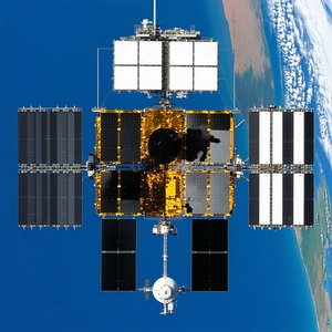 A Space Station Is Captured In A Photograph, Floating In The Air