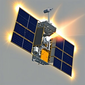 A Spacecraft With A Solar Panel On Its Side