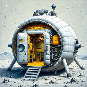 A Large, White, Round Spacecraft With A Hollow Interior