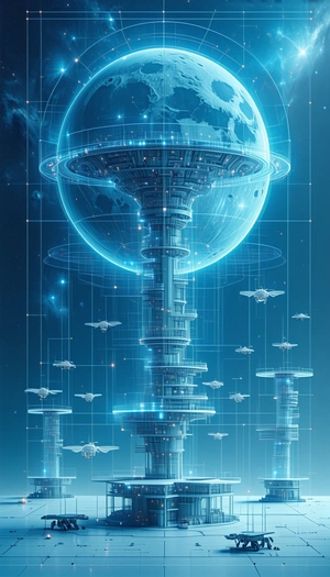 futuristic scene, massive tower dome
