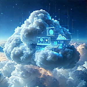 Cloud Computing Visualization With Large, Blue