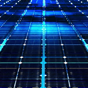 Solar Panel With Blue Light Glow With Blue Solar