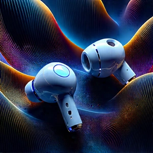 Wireless Earbuds With Streaming Content With Blue Earphones,