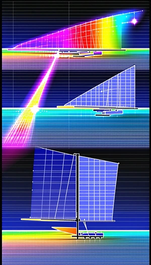 A Blue Sailboat Is Shown In A Computer Graphic