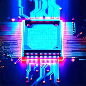 Microchip with neon accents