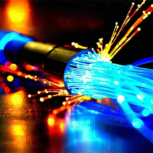 Close-up Of Fiber Optic Cables With Blue Light