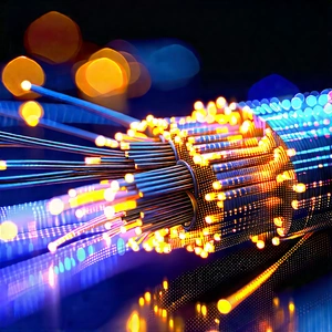 Close-up Of Fiber Optic Cables With Close-up Bunch