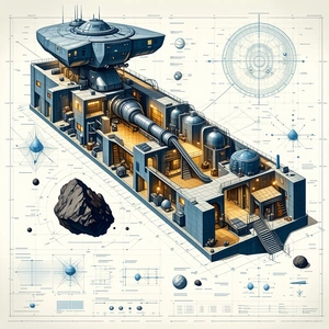 The Image Is A Blueprint Of A Futuristic Space Station
