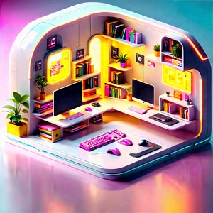 Futuristic Digital Workspace With Image, There