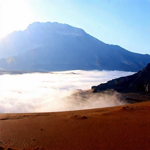 Nature Commercial Photography: Mist Over Desert With Mountainous Landscape