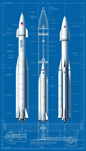 A Blue Illustration Of A Rocket Is Shown, With A Detailed Diagram Of The Rocket's Components