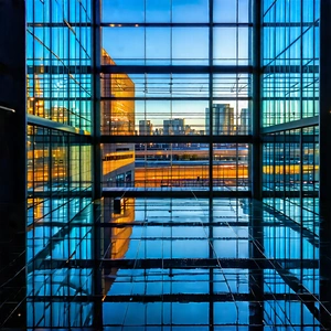 Urban Long Exposure Photography: Urban Loft With Reflective Glass With Large Glass