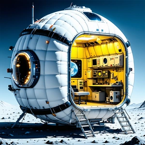 A Large White Sphere, Which Appears To Be A Space Station Or A Spacecraft