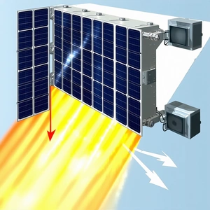 A Solar Panel With A Red Arrow Pointing Towards It