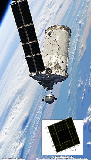 A Space Shuttle Is Flying Through The Sky, With A Satellite Attached To The Bottom Of It