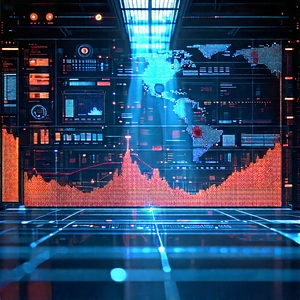 Financial Technology In Research Center With Large Computer