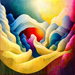 Abstract Sumi-E Painting: Fractal pattern with complementary color palette