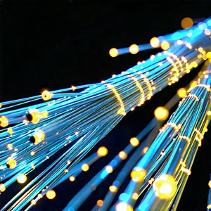 Close-up Of Fiber Optic Cables With Close-up Blue