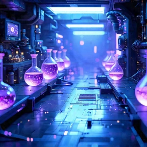 Futuristic Research Laboratory With Image, There