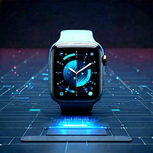 Smart Watch With Data Visualization With Blue Apple