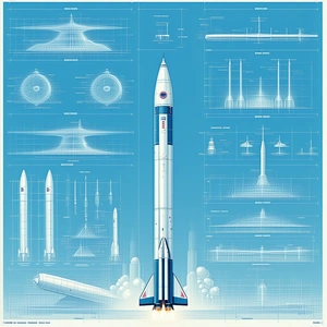 blue diagram rocket displayed