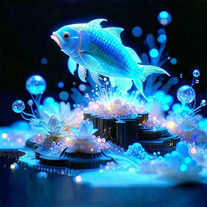 3d Printer With (digital:1.36) Particles With Blue Gold