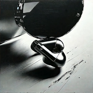 Wireless Earbuds With Digital Artwork With Black White