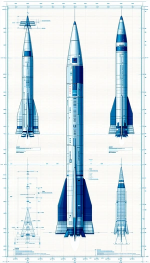 blue rocket ship shown drawing