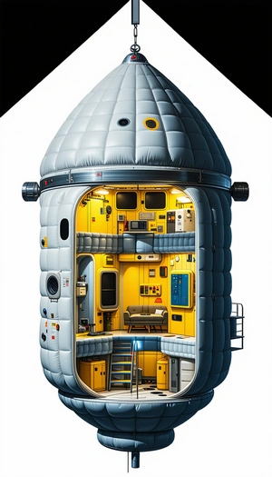 computer-generated (CGI) illustration space station