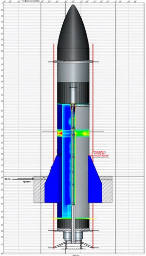 A Blue And White Object Is Being Measured By A Machine