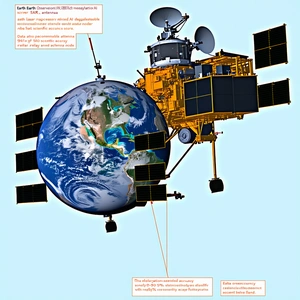 A Spacecraft With A Large Satellite Dish On Its Side