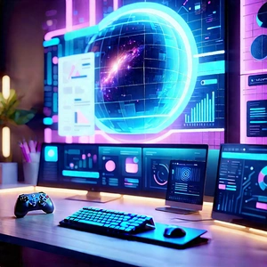 Futuristic digital workspace