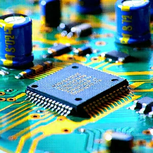 Tech Gouache Painting: Close-up of electronic circuit