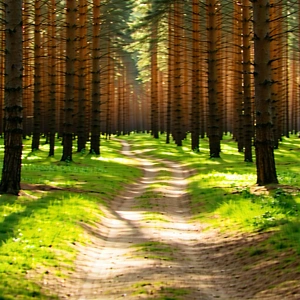 Nature Stock Photography: Path Through Pine Forest With Image, There