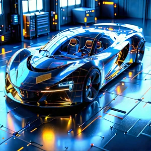 Automotive Technology In Modern Laboratory With Futuristic Parked