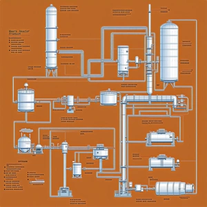 A Large Diagram Is Displayed On A Wall, Showing The Various Components Of A Refinery