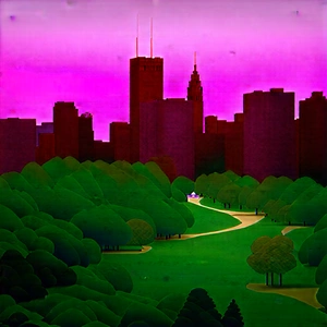 Urban Oil Painting: Aerial View Of Central Park With Colorful, Artistic