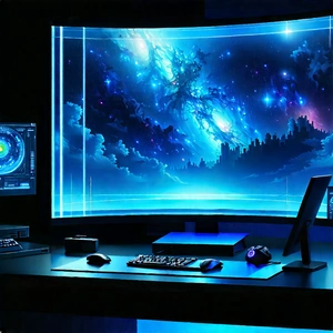 (futuristic:1.22) digital workspace
