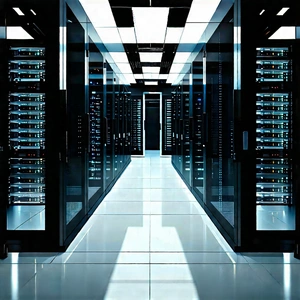 Futuristic Server Room With Large Room