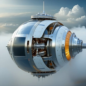 A Large, Futuristic-looking Spacecraft With A Dome-shaped Structure