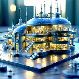 Tech Low Poly: Futuristic research laboratory