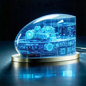 Aerospace Technology In Manufacturing Facility With Blue Light