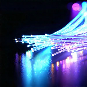 Close-up Of Fiber Optic Cables With Close-up Blue