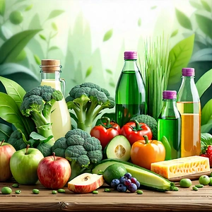 Lifestyle Concept Art: Wellness Scene With Healthy Food With Wooden Table