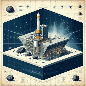 The Image Is A Detailed Illustration Of A Space Station, Which Is A Large