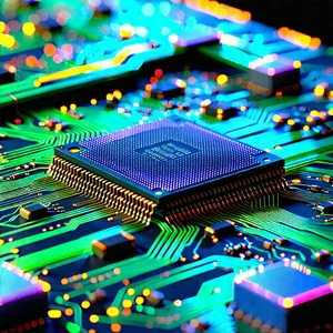 Close-up Of Electronic Circuit With Computer Chip