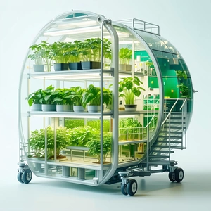 A Large, Round, Glass-walled Structure That Houses A Variety Of Plants