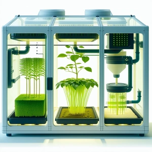 A Large, White, And Green Box With A Plant Inside